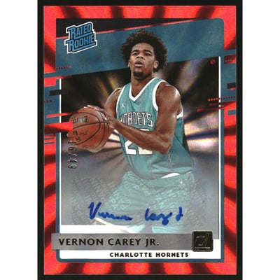 2020-21 Donruss Rated Rookies Signatures Holo Red Laser #241 Vernon Carey Jr.