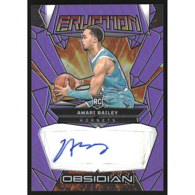 2023-24 Panini Obsidian Rookie Eruption Autographs Electric Etch Purple Flood #8 Amari Bailey