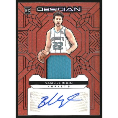2023-24 Panini Obsidian Rookie Jersey Ink Electric Etch Orange Flood #24 Vasilije Micic