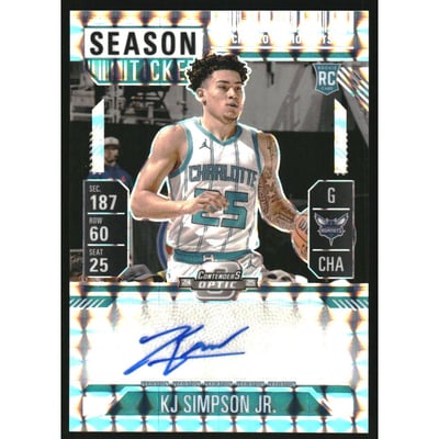 2024-25 Panini Mosaic Rookie Variation Season Ticket Signatures #40 KJ Simpson Jr.