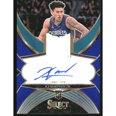 2024-25 Select Rookie Jersey Autographs Blue Prizms #22 KJ Simpson Jr.