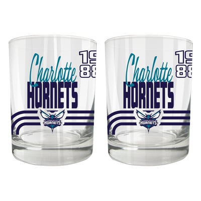 Charlotte Hornets Two-Piece 12oz. Heritage Rocks Glass Set