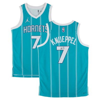 Kon Knueppel Charlotte Hornets Autographed Fanatics Authentic Teal Jordan Brand 2021-22 75th Anniversary Edition Icon Swingman Jersey