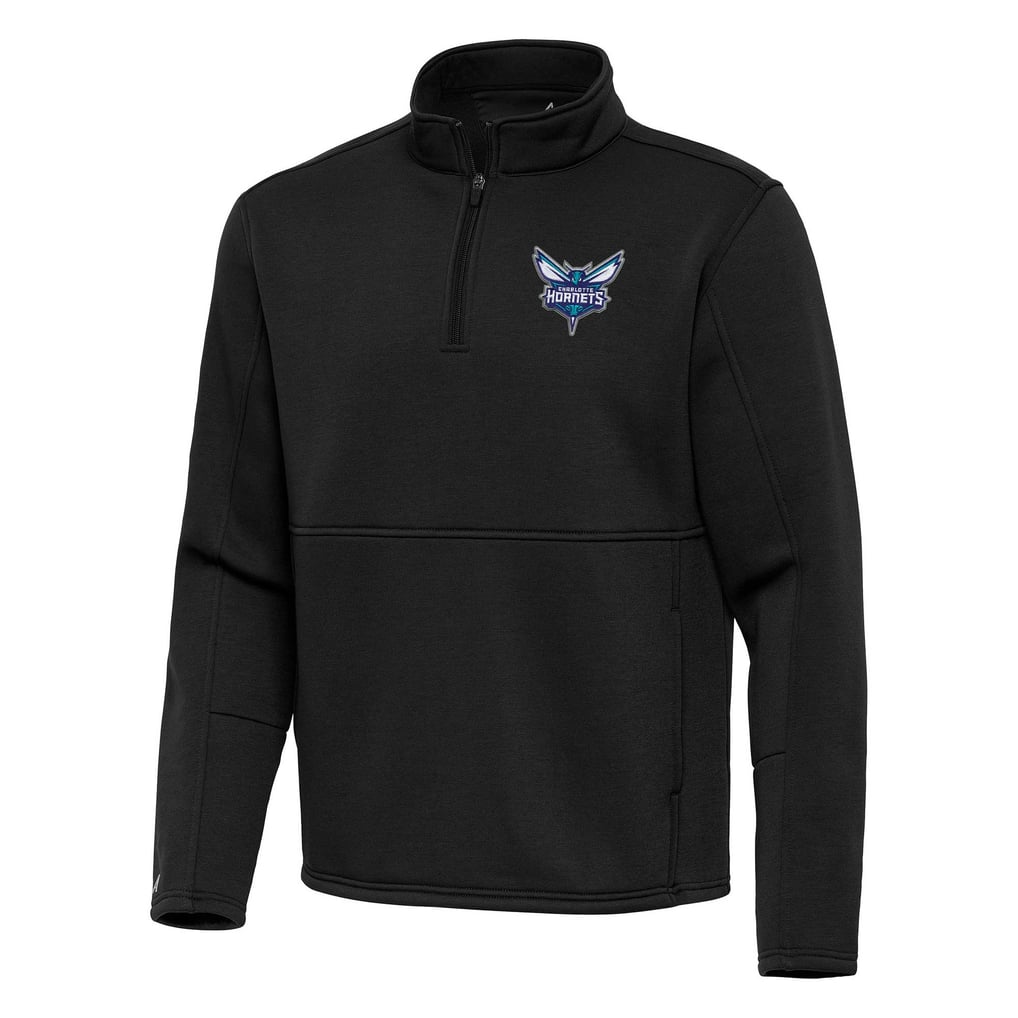 Charlotte Hornets Antigua  Twist Quarter-Zip Pullover Top – Black