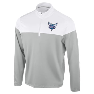 Charlotte Hornets Antigua Hinder Quarter-Zip Pullover - Gray/White