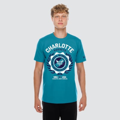  Charlotte Hornets New Era Laurel Crest Flocking T-Shirt - Teal