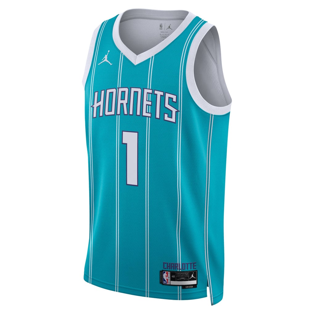 charlotte hornets jersey dress Jordan Men's LaMelo Ball Icon Edition Swingman Teal Small Cognac socks