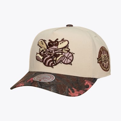  Charlotte Hornets Mitchell & Ness Unisex Hardwood Classics Fall Pink Pro Snapback Hat - Cream