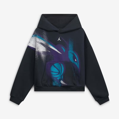  Charlotte Hornets Jordan Brand Youth 2026/27 Standard Issue Practice Icon Fleece Pullover Hoodie - Black