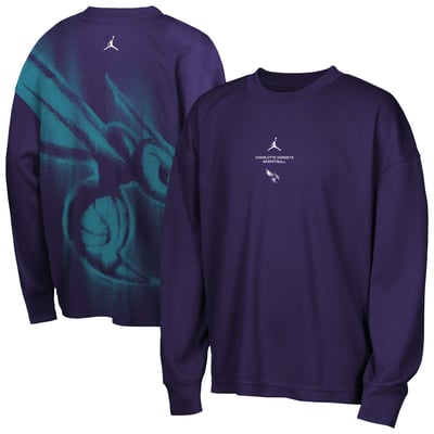  Charlotte Hornets Jordan Brand Youth 2026/27 Standard Issue Pre-Game Performance Long Sleeve T-Shirt - Purple