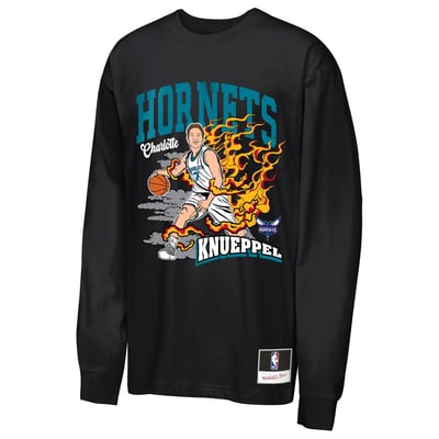 Kon Knueppel Charlotte Hornets Mitchell & Ness Youth Fired Up Long Sleeve T-Shirt - Black