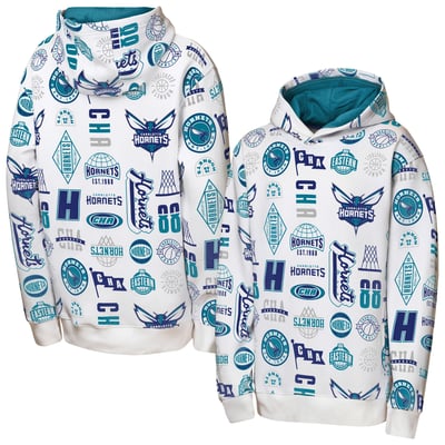Charlotte Hornets Outerstuff Youth 3-and-D Allover Hoodie - White