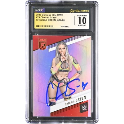 Chelsea Green WWE Autographed 2023 Donruss Elite #74 CGC Fanatics Witnessed Authenticated 10/10 Card
