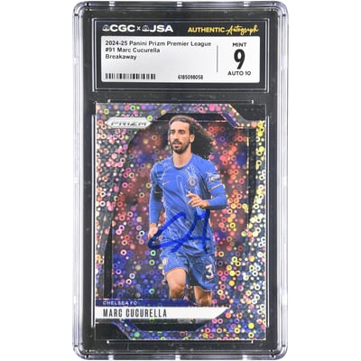 Marc Cucurella Chelsea Autographed 2024-25 Panini Prizm Premier League Breakaway #91 CGC Authenticated 9/10 Card