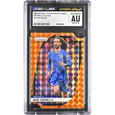 Marc Cucurella Chelsea Autographed 2024-25 Panini Prizm Premier League Orange Mosaic #91 CGC Authenticated AUTO 10 Card