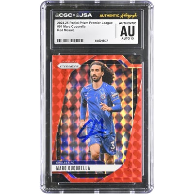 Marc Cucurella Chelsea Autographed 2024-25 Panini Prizm Premier League Red Mosaic #91 CGC Authenticated AUTO 10 Card