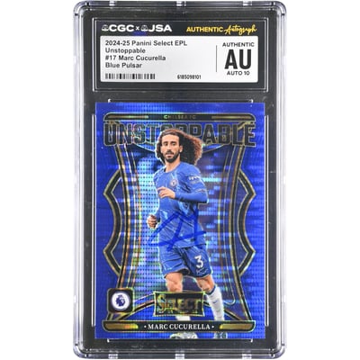 Marc Cucurella Chelsea Autographed 2024-25 Panini Select EPL Blue Pulsar #17 CGC Authenticated AUTO 10 Card