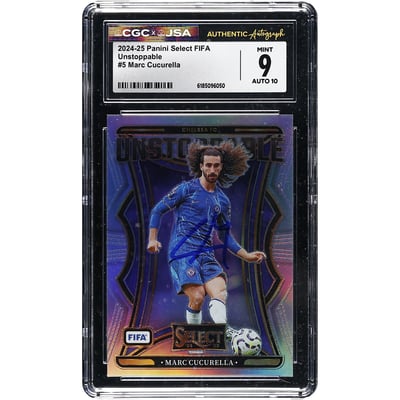 Marc Cucurella Chelsea Autographed 2024-25 Panini Select FIFA Unstoppable #5 CGC Authenticated 9/10 Card
