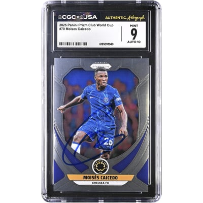 Moisés Caicedo Chelsea Autographed 2025 Panini Prizm Club World Cup #70 CGC Authenticated 9/10 Card