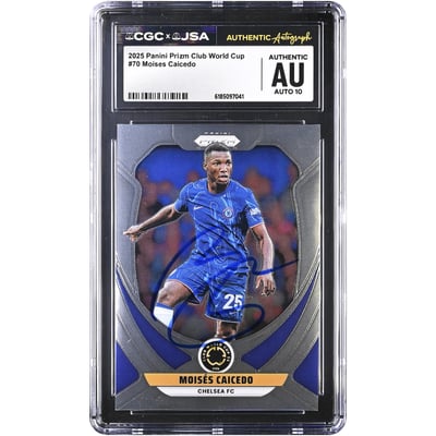 Moisés Caicedo Chelsea Autographed 2025 Panini Prizm Club World Cup #70 CGC Authenticated AUTO 10 Card