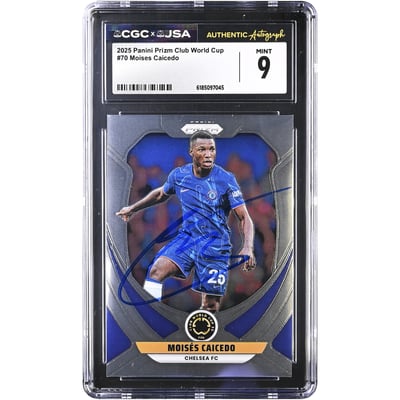 Moisés Caicedo Chelsea Autographed 2025 Panini Prizm Club World Cup #70 CGC Authenticated MINT 9 Card