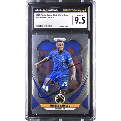 Moisés Caicedo Chelsea Autographed 2025 Panini Prizm Club World Cup #70 CGC Authenticated MINT+ 9.5 Card