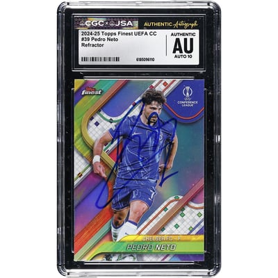 Pedro Neto Chelsea Autographed 2024-25 Topps Finest UEFA CC Refractor #39 CGC Authenticated Auto 10 Card