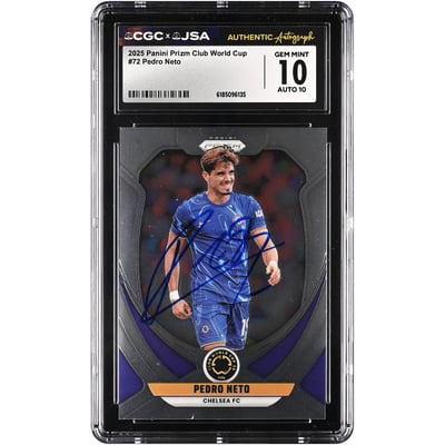 Pedro Neto Chelsea Autographed 2025 Panini Prizm Club World Cup #72 CGC Authenticated 10/10 Card