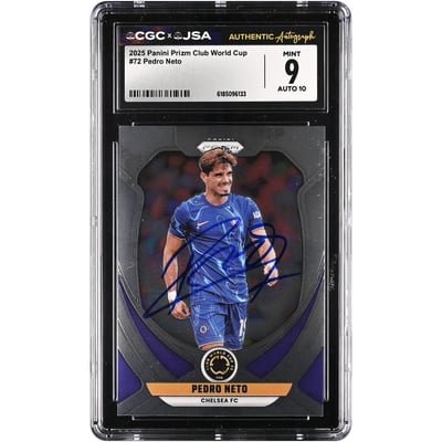 Pedro Neto Chelsea Autographed 2025 Panini Prizm Club World Cup #72 CGC Authenticated 9/10 Card