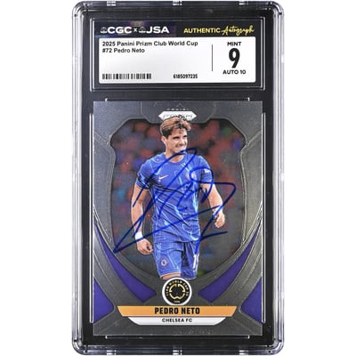 Pedro Neto Chelsea Autographed 2025 Panini Prizm Club World Cup #72 CGC Authenticated 9/10 Card