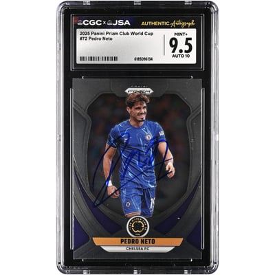 Pedro Neto Chelsea Autographed 2025 Panini Prizm Club World Cup #72 CGC Authenticated 9.5/10 Card