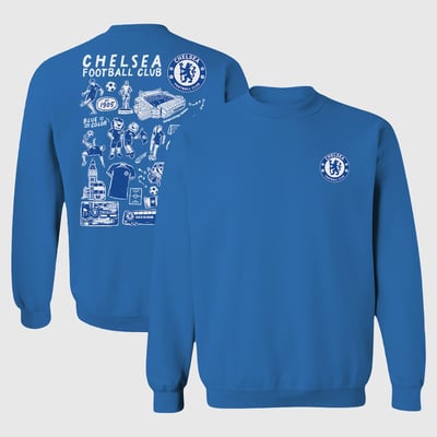  Chelsea Vive La Fete Women's Impressions Artwork Pullover Sweatshirt  - Blue