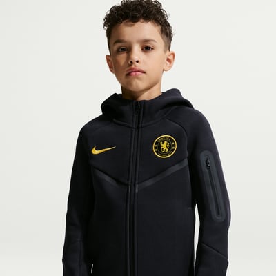 Chelsea Nike Youth Tech Fleece Full-Zip Hooded Jacket - Black