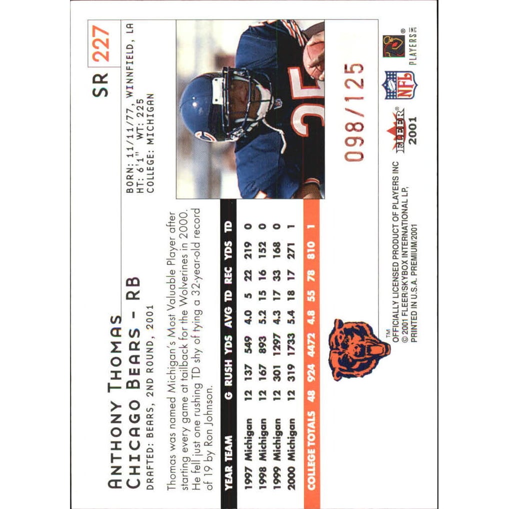 2001 Fleer Premium Star Ruby #227 Anthony Thomas