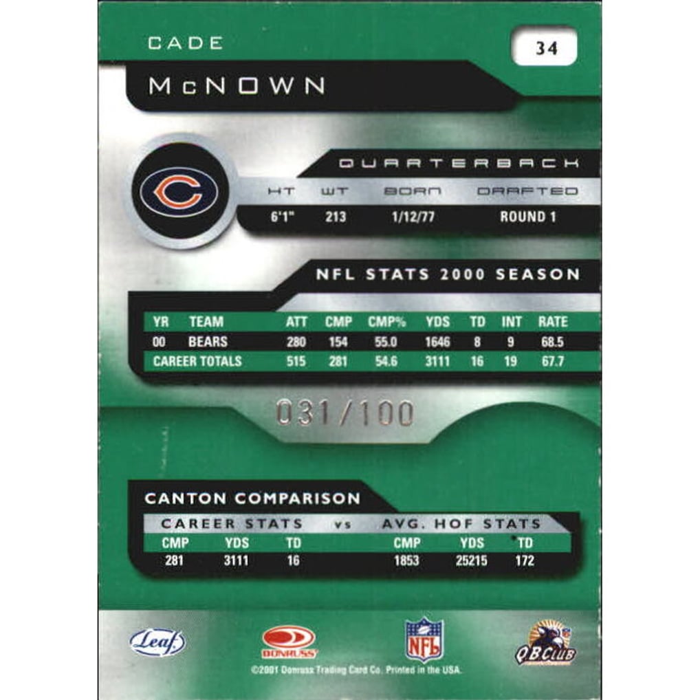 2001 Quantum Leaf Infinity Green #34 Cade McNown