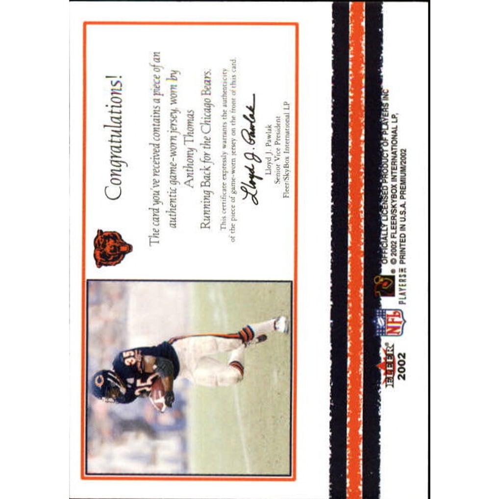 2002 Fleer Premium Prem Team Jerseys #11 Anthony Thomas