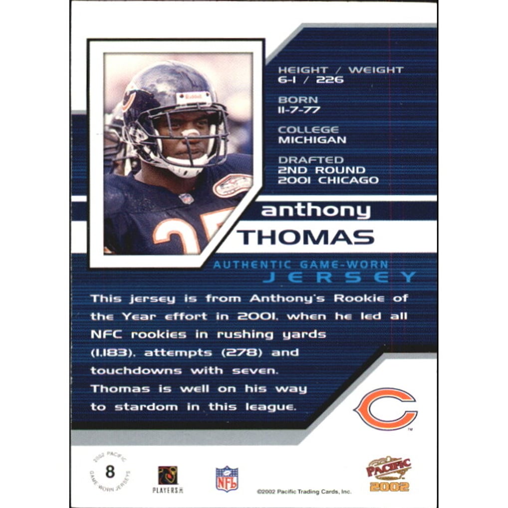 2002 Pacific Game Worn Jerseys #8 Anthony Thomas