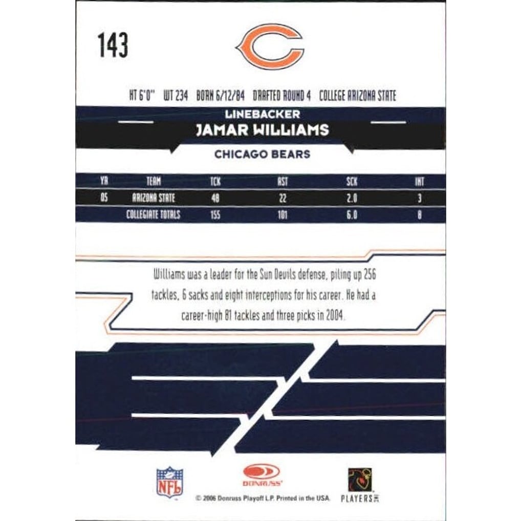 2006 Leaf Rookies and Stars Longevity Target Ruby Parallel #143 Jamar Williams
