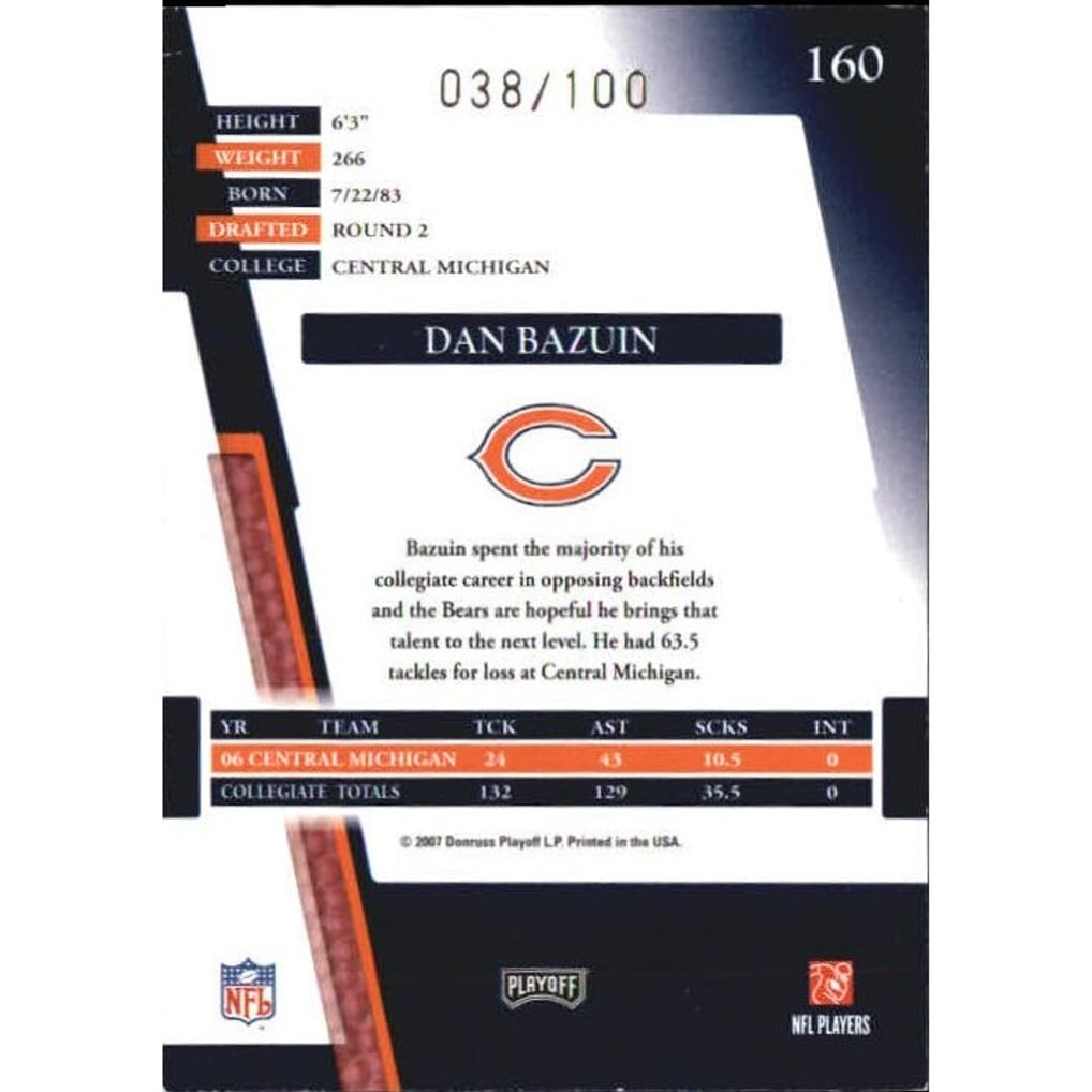 2007 Absolute Memorabilia Spectrum Silver #160 Dan Bazuin