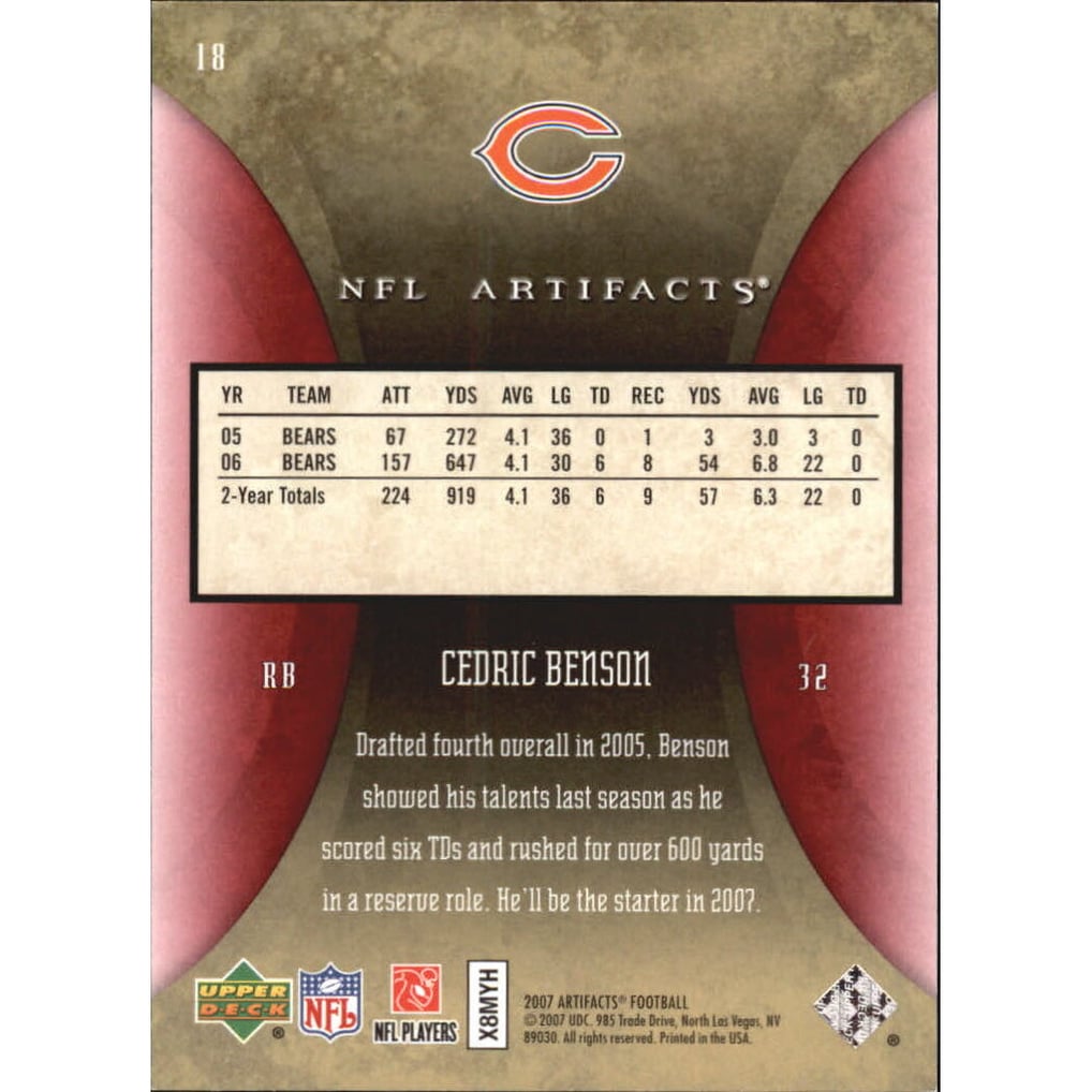 2007 Artifacts Red #18 Cedric Benson