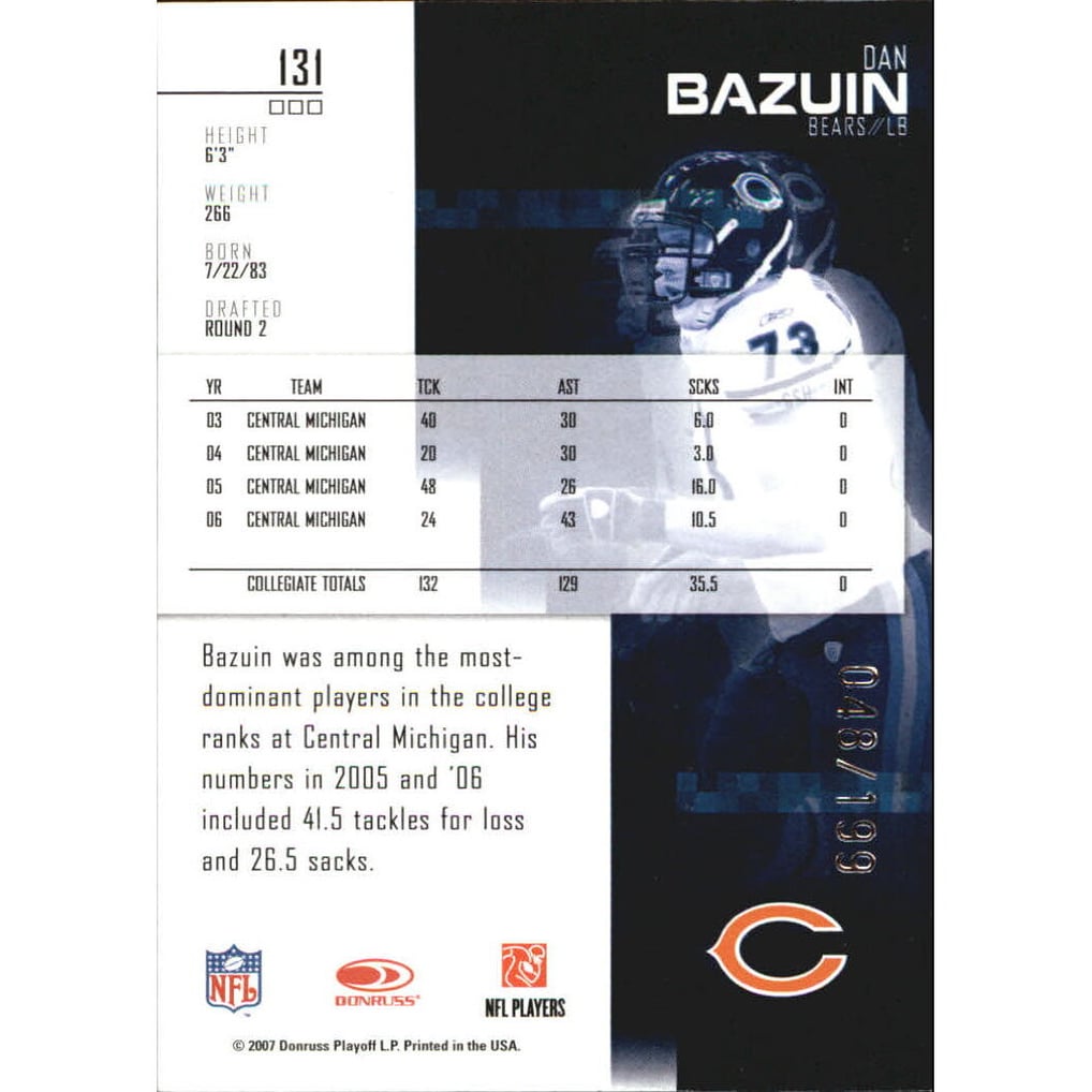 2007 Leaf Rookies and Stars Longevity Ruby #131 Dan Bazuin