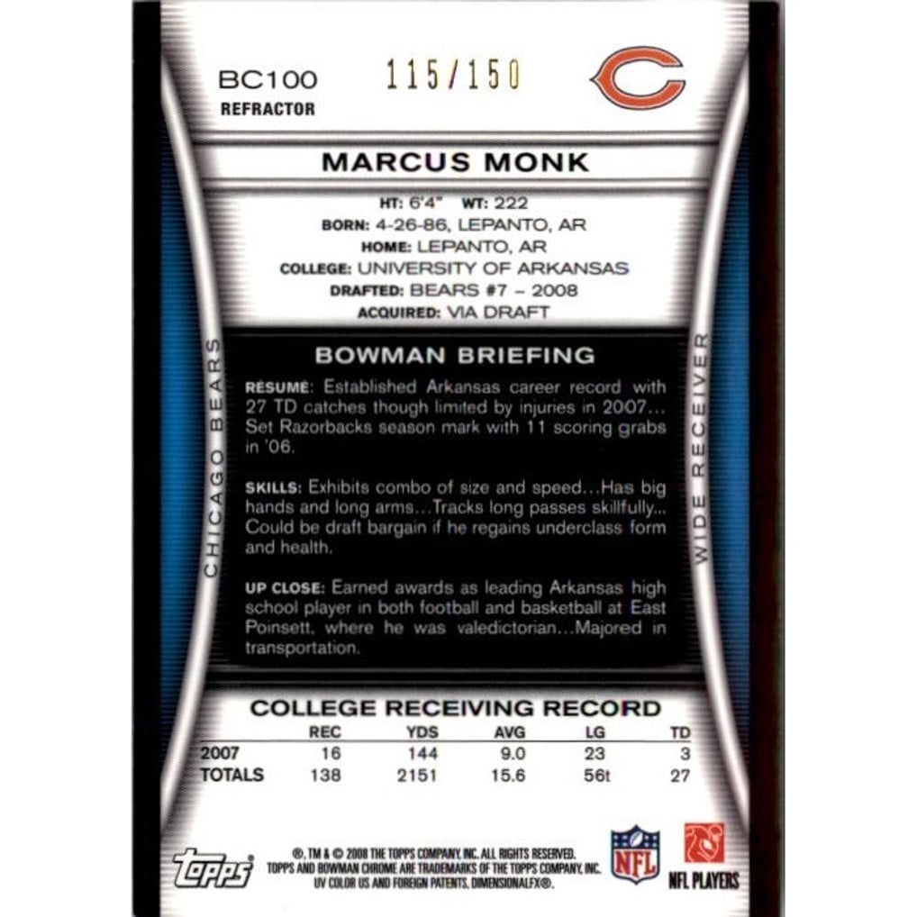 2008 Bowman Chrome Blue Refractors #BC100 Marcus Monk