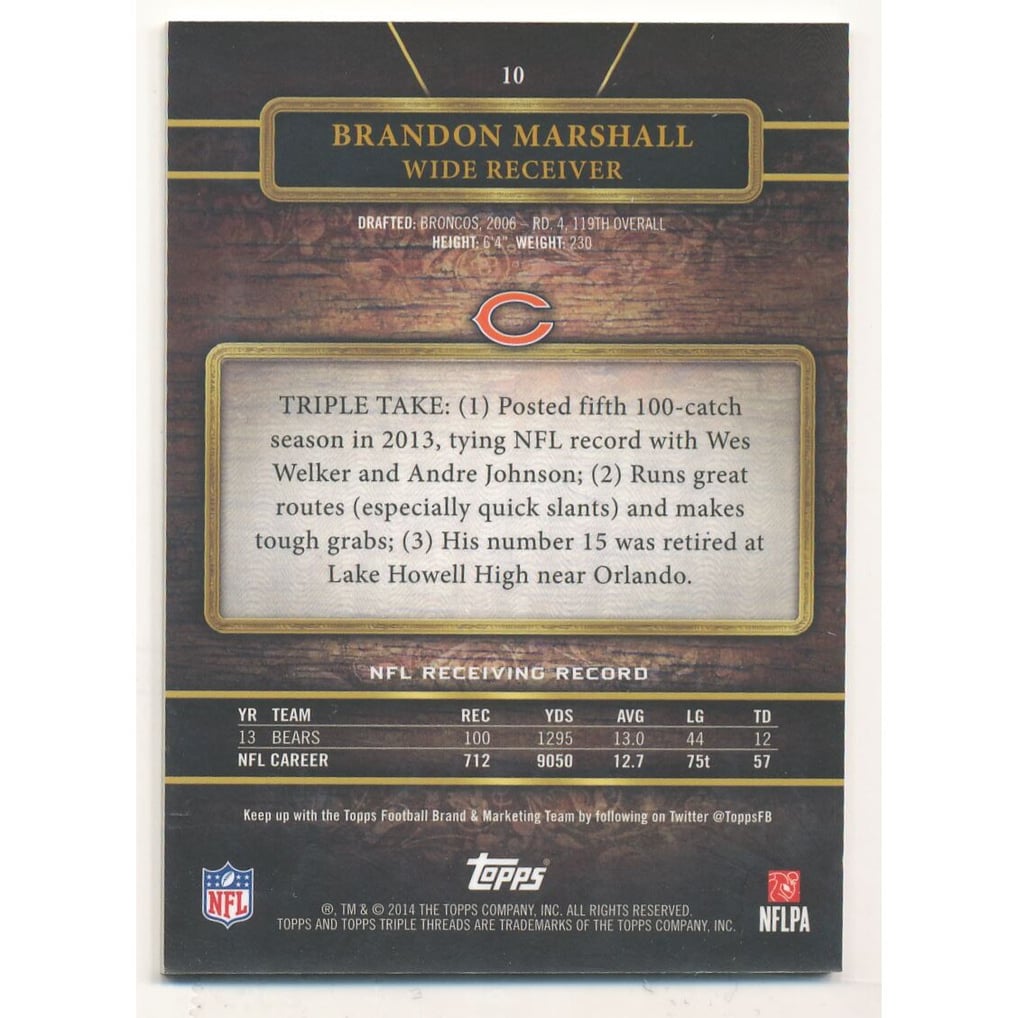 2014 Topps Triple Threads Ruby #10 Brandon Marshall