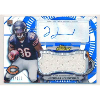 2015 Finest Jumbo Jersey Autographs Blue Refractors #AJRRJL Jeremy Langford