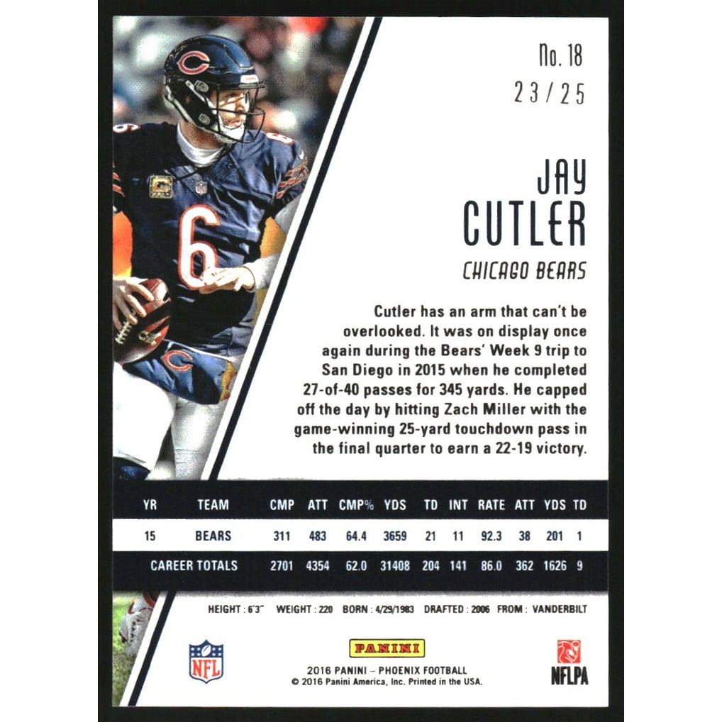 2016 Panini Phoenix Yellow #18 Jay Cutler