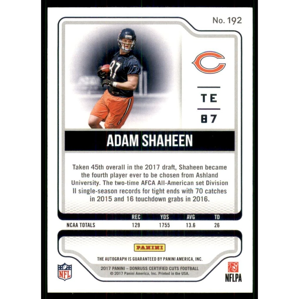 2017 Certified Cuts Rookie Scripts Silver #192 Adam Shaheen