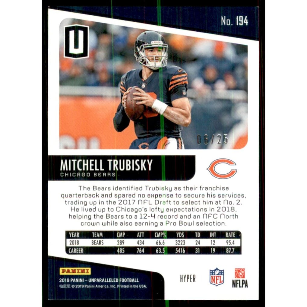 2019 Panini Unparalleled Hyper #194 Mitchell Trubisky