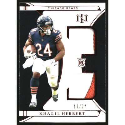 2021 Panini National Treasures Rookie Dual Materials Jersey Number Red #45 Khalil Herbert/24