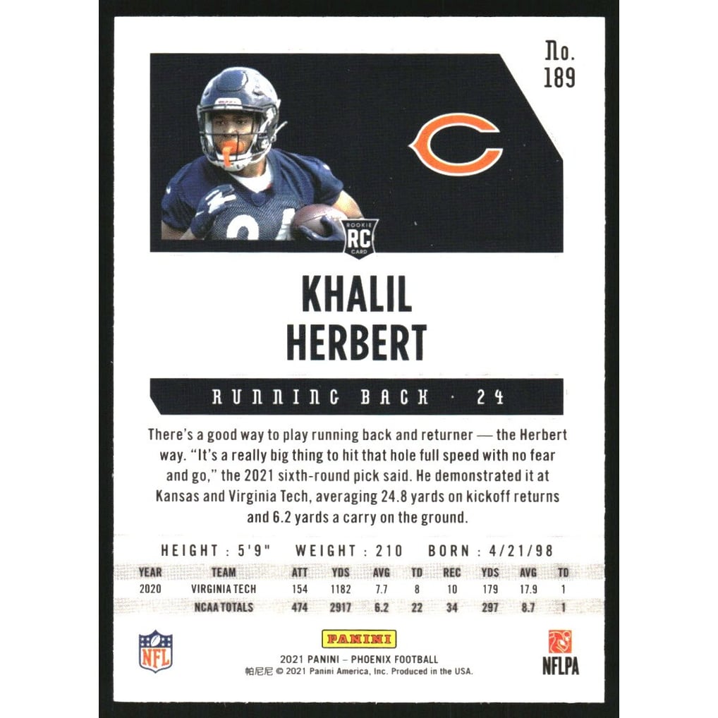2021 Panini Phoenix Silver #189 Khalil Herbert