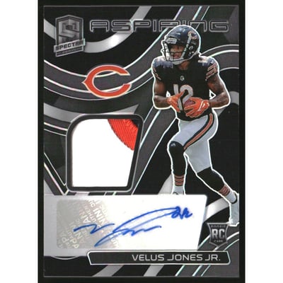 2022 Panini Spectra Aspiring Patch Autographs #18 Velus Jones Jr.